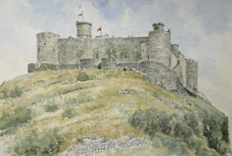 Looking up at Harlech Castle