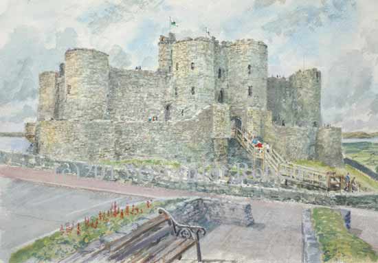 Watercolour painting of Harlech Castle, North Wales