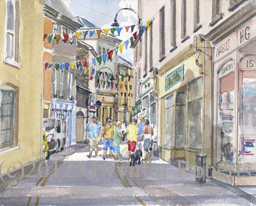 Paintings of Wales. High Street, Brecon