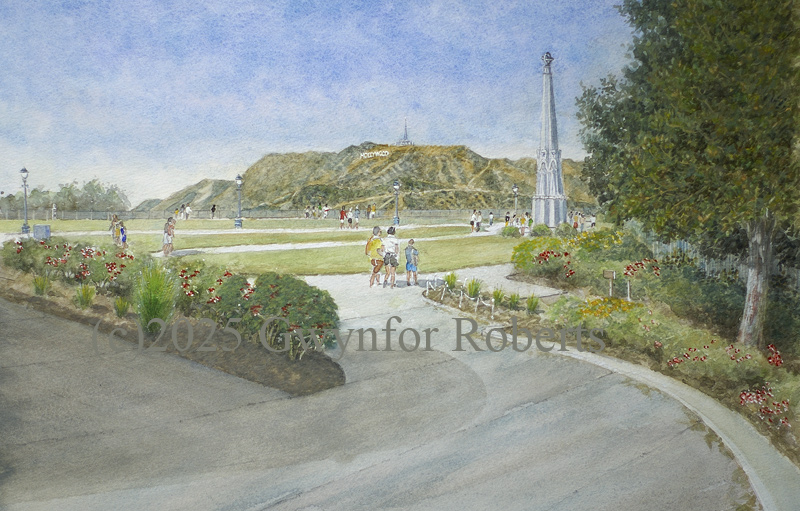 Painting of Hollywood sign, Los Angeles, USA