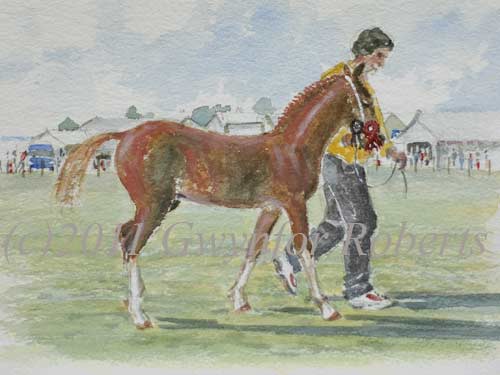 Painting of horses at the Bedwellty show in Blackwood
