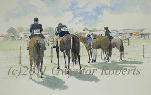 Painting of horses at the Bedwellty show in Blackwood