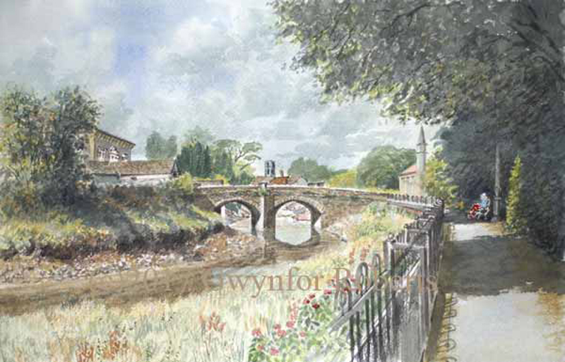 Painting of the bridge crossing the river Gwendraeth Fach in Kidwelly