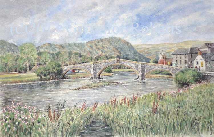 Llanrwst Bridge over the river Conwy, North Wales