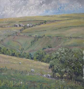 Painting of Maes Diofal farm,Senghenydd, Caerphilly.