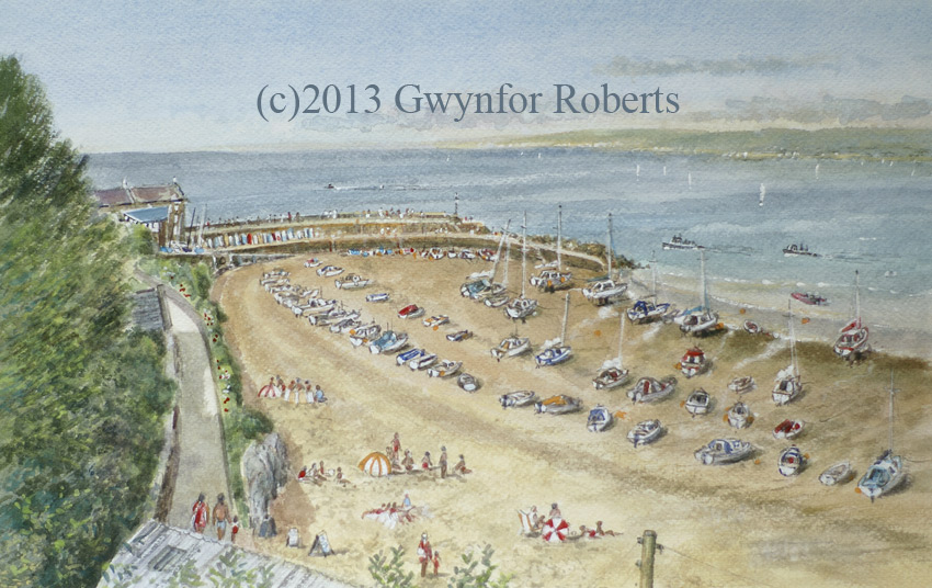 Painting overlooking New Quay, West Wales.