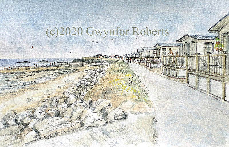 Watercolour painting of Newton bay, Porthcawl