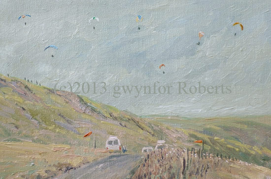 Paragliders near Fochriw, Caerphilly South Wales