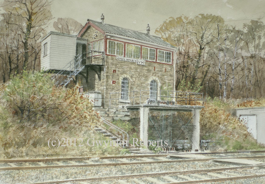 Painting of signal box at Ystrad Mynach railway station