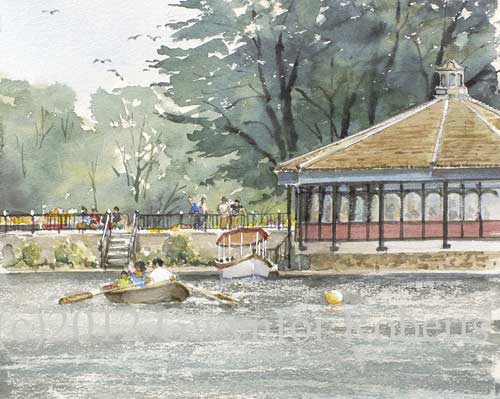 Roath park, Cardiff - parkland featuring lake, flower gardens and childrens play area