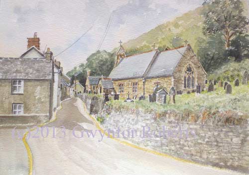 Painting of Saint Carannog's Church, Llangrannog, West Wales