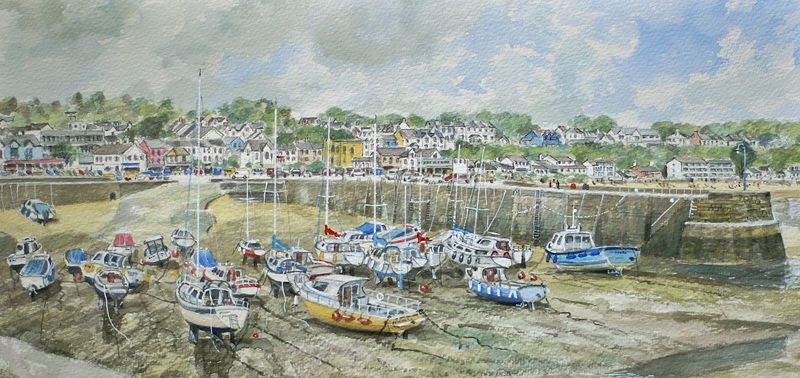 watercolour painting of Saundersfoot, West Wales