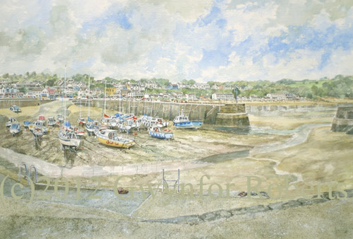watercolour painting of Saundersfoot, West Wales