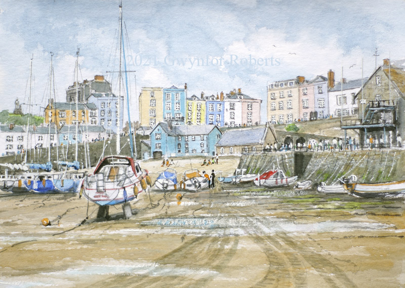 Watercolour painting of Tenby, West Wales