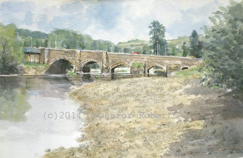 The River Wnion and the stone bridge at Dolgellau