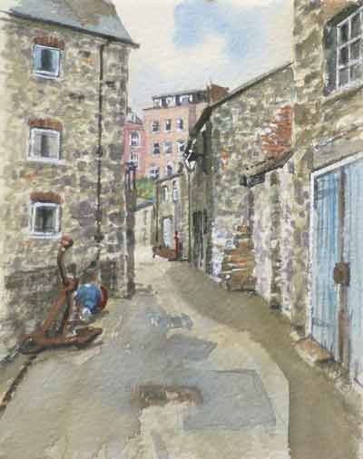 Painting of Tenby wharf, West Wales