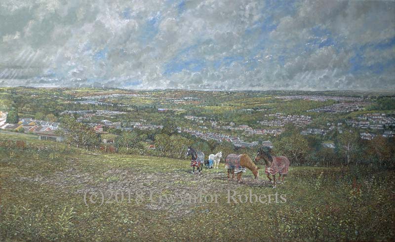 Painting of Tiryberth from Cefn-Hengoed
