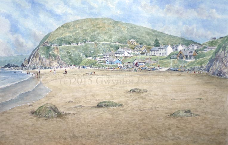 Painting of Tresaith beach, West Wales.
