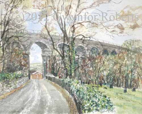 Painting of Victoria Road, Maesycwmmer, Hengoed, South Wales