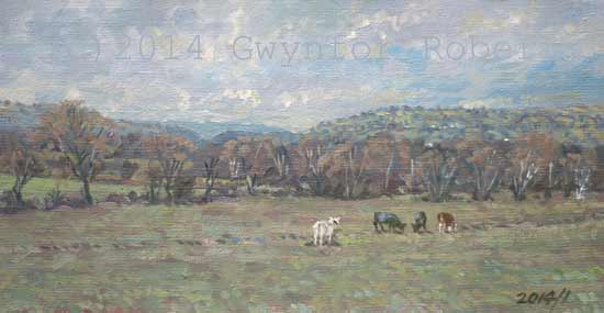 Painting of fields near Nelson.