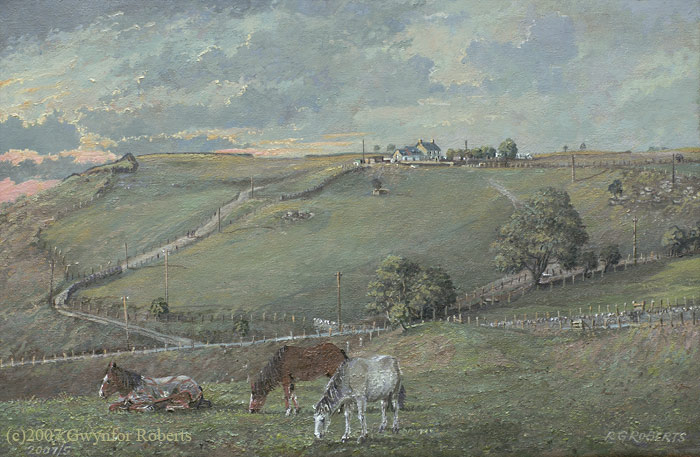 Painting of Pen-Cwarrau farm, New Tredegar