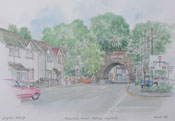 Painting of the railway bridge, Penallta Road, Ystrad Mynach