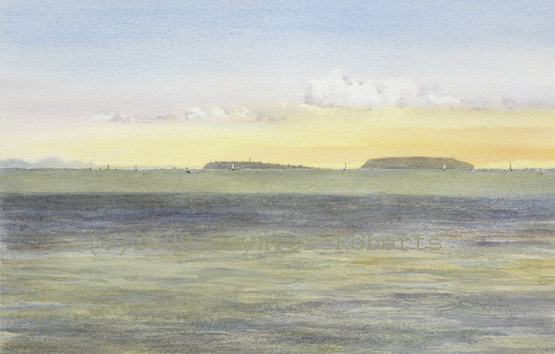 Painting of Holm Islands in the Bristol Channel