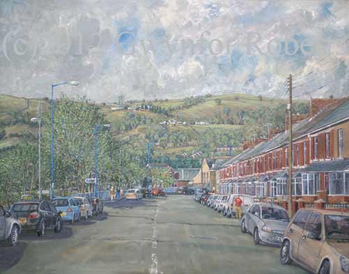 This oil painting is along my home road in Ystrad Mynach