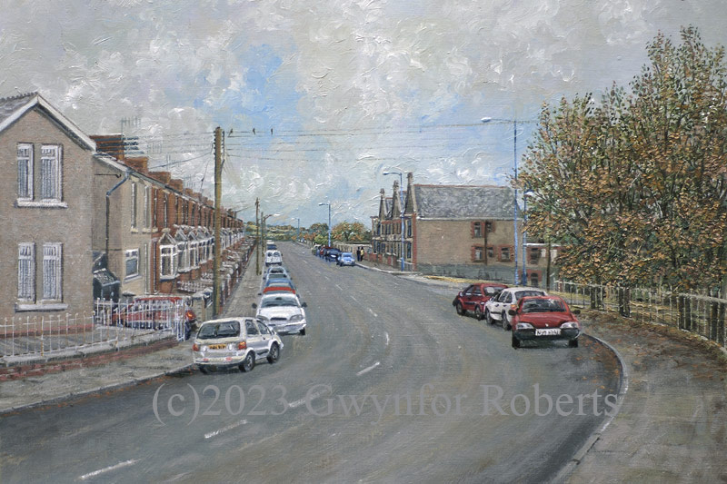 This oil painting is along my home road in Ystrad Mynach.