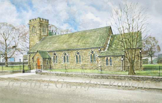 Watercolour painting of Saint John the Baptist Church, Nelson