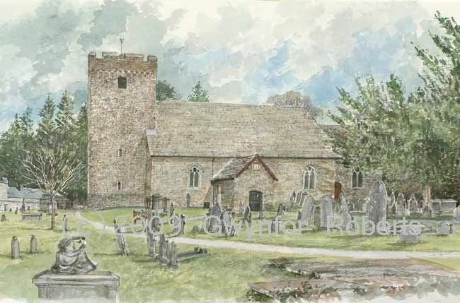 Painting of Saint Michael's and all Angels Church, Lower Machen