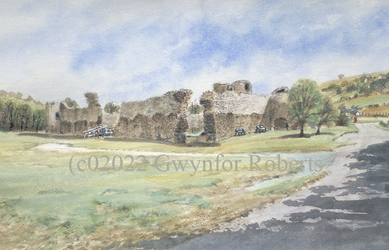 Watercolour painting of Skenfrith Castle, Monmouthshire