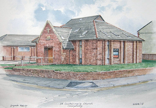 Painting of Saint Catherine's Church, Caerphilly