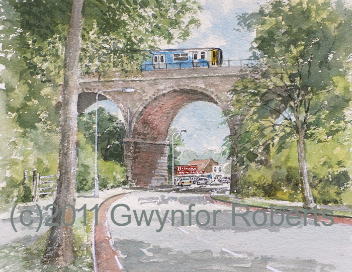 Paintings of Three Arches Viaduct along Heathwood Road, Cardiff, South Wales