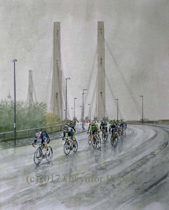 The Tour of Britain 2017 cycle race through Newport, South Wales