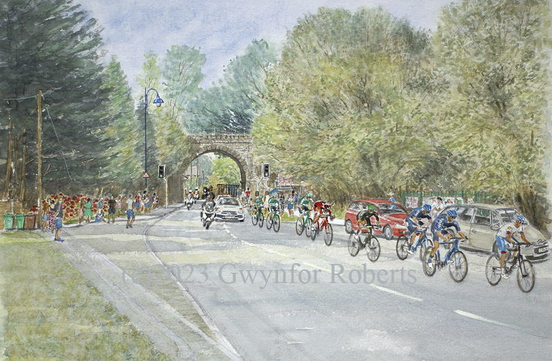 The Tour of Britain 2023 cycle race, through Ystrad Mynach, County of Caerphilly, South Wales 