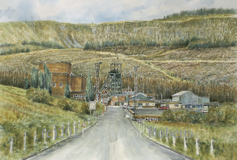 Watercolour painting of Tower Colliery, Hirwaun