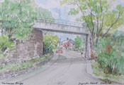 Painting of the railway bridge along Nelson Road, Tredomen, Ystrad Mynach
