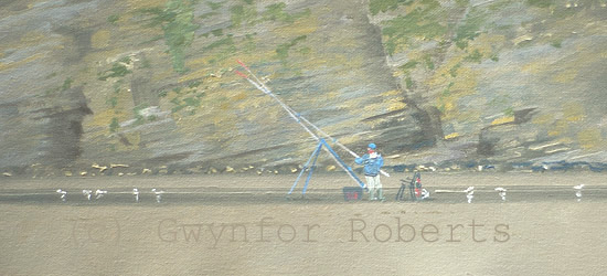 Waiting for the tide, Fishing on Pendine beach, Carmarthen Bay, Wales