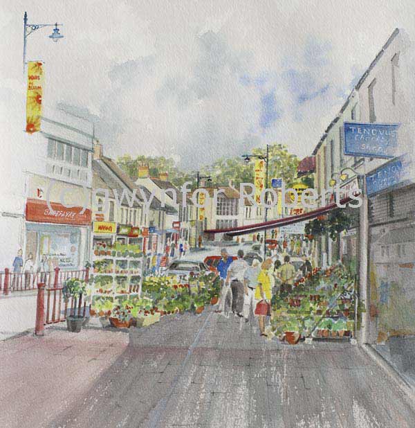 Painting of Wales in bloom, Caerphilly