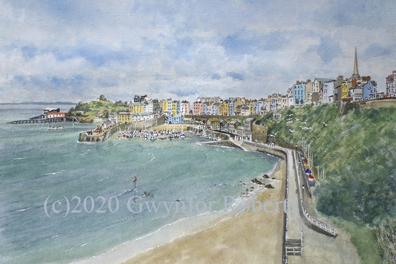 Painting of Tenby harbour, West Wales