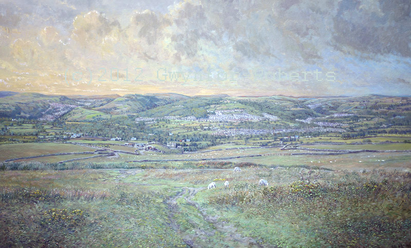 Painting of the Brecon Beacons from Nelson mountain.