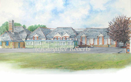 Painting of The Welsh school at Caerphilly