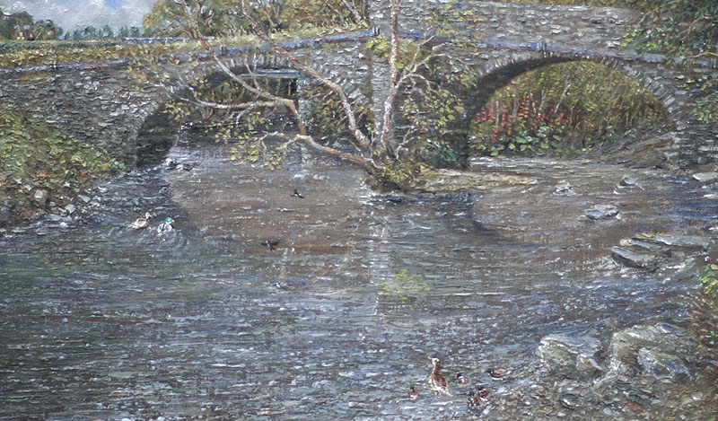 Welsh landscape paintings-The Old Bridge,Ystrad Mynach