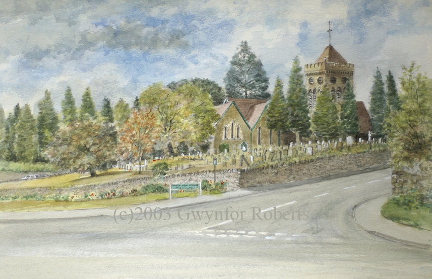 Painting of Holy Trinity Church, Ystrad Mynach