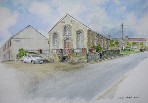 Painting of Zoar chapel, Bedlinog by Ystrad Mynach Artist Gwynfor Roberts